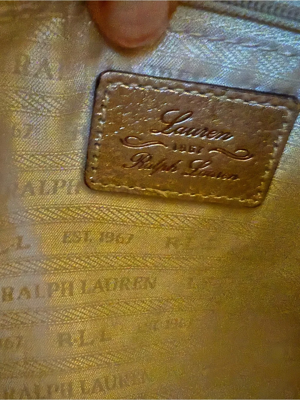 Ralph Lauren Metallic Taupe Shoulder Hobo with Gold Tag